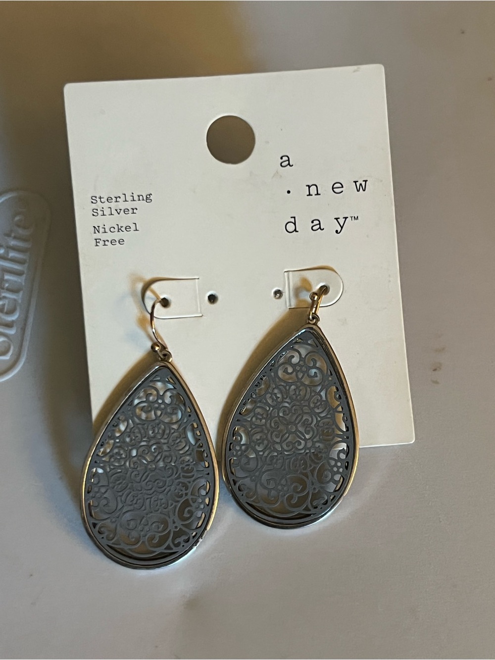Silver Filigree Teardrop Dangle Earrings